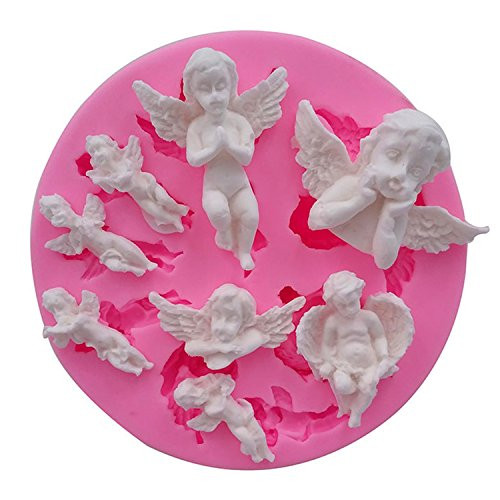 Mujiang Angel Baby Fondant Mold Silicone Cake Decorating Tools Chocolate Polymer Clay Molds Cake Topper Decoration, Pink