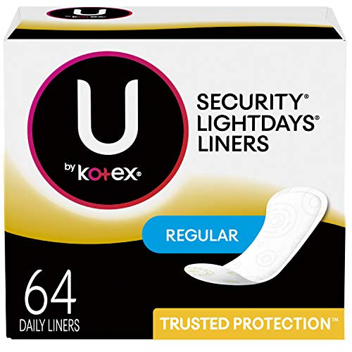 U by Kotex Lightdays Panty Liners, Regular, Unscented, 64 Count, Multicolor (thomaswi)