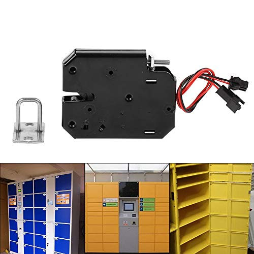 Electric Lock - DC 12V 2A Electromagnetic Electric Control Steel Lock Latch, for Cabinet, Drawer, Lockers, Black