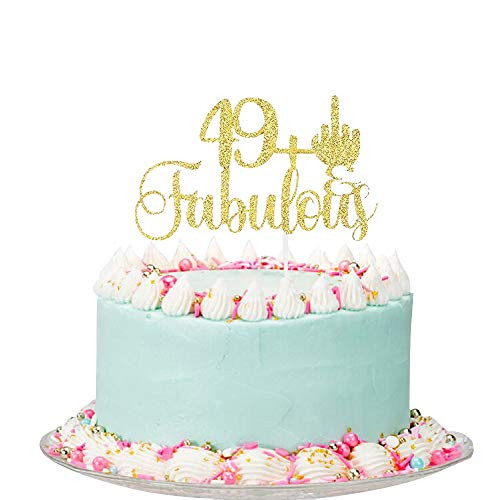 Gold Glitter Fifty & Fabulous Cake Topper - 50th Birthday Cake Topper, 50th Birthday Party Decoration