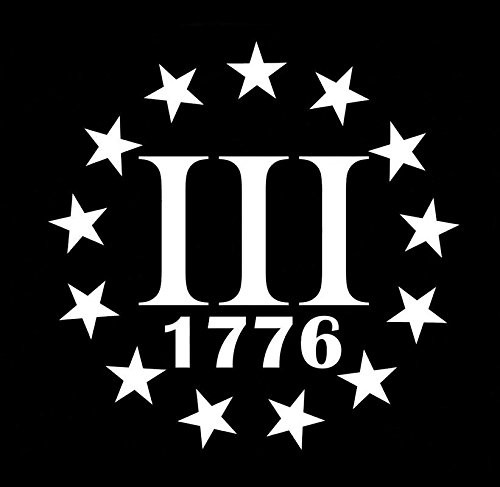 CCI 1776 2nd Amendment 3% Molon Labe Three Percenter Decal Vinyl Sticker|Cars Trucks Vans Walls Laptop|White |5.5 x 5.5 in|CCI1796