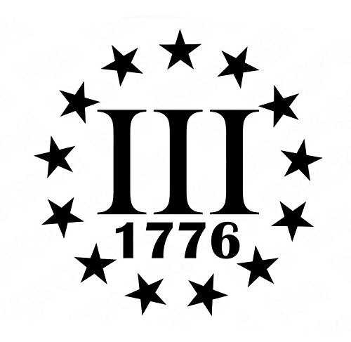 CCI 1776 2nd Amendment 3% Molon Labe Three Percenter Decal Vinyl Sticker|Cars Trucks Vans Walls Laptop|Black |5.5 x 5.5 in|CCI1821