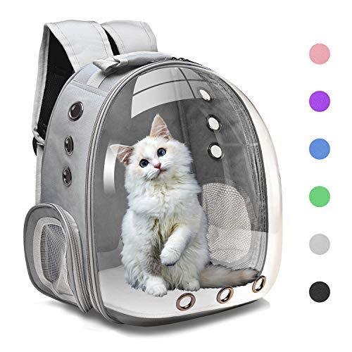 Henkelion Cat Backpack Carrier Bubble Carrying Bag, Small Dog Backpack Carrier for Small Medium Dogs Cats, Space Capsule Pet Carrier Dog Hiking Backpack, Airline Approved Travel Carrier - Grey