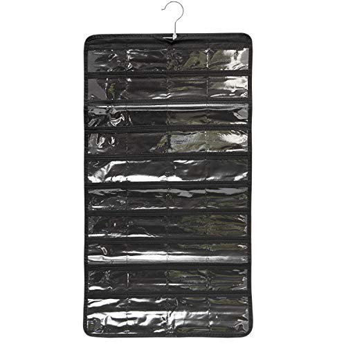 The Beadsmith Personality Case  Hanging Jewelry Storage Organizer with 80 Pockets  16.5 x 34.25 inches, for Earrings Necklace Bracelet Ring Accessory Display Storage Bag Travel Holder