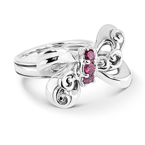 Carolyn Pollack Sterling Silver Garnet Gemstone Bow Shaped Ring Size 7