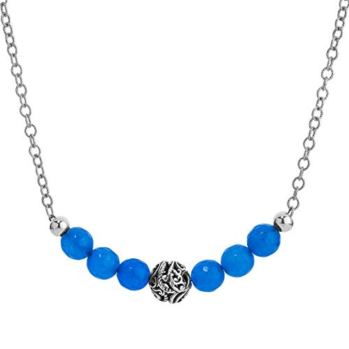 Carolyn Pollack Sterling Silver & Blue Agate Gemstone Bead Chain Pendant Enhancer