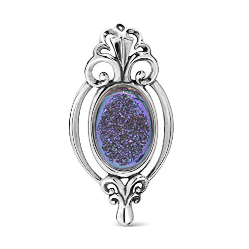 Carolyn Pollack Sterling Silver Violet Drusy Scroll Framed Pendant Enhancer
