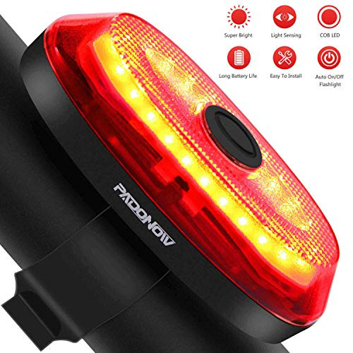Padonow Smart Bike Tail Light: Ultra Bright Auto On/Off Flashing Lights Easy Mount Cycling Safety Warning Taillight High Lumen Red Led Flashlight USB Rechargeable Light Sensing Bicycle Rear Light