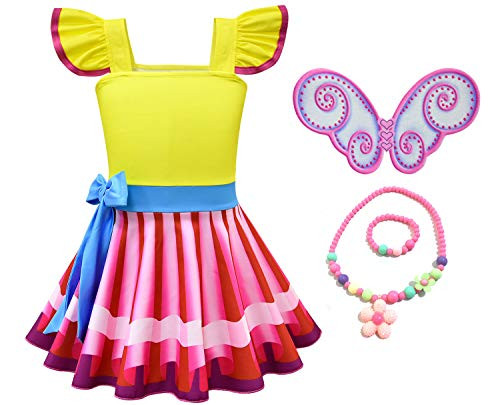 MSSmile Fancy Nancy Costume for Girls Classic Nancy Costume for Toddlers (120CM/6-7Y, Yellow)