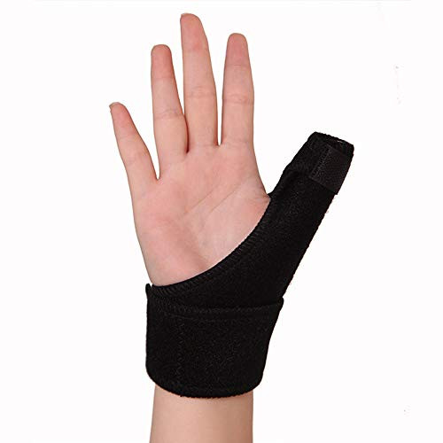 Emoly Adjustable Reversible Thumb & Wrist Stabilizer Splint for Thumb Brace for Arthritis or Soft Tissue Injuries, Lightweight and Breathable, Stabilizing, Fits Both Hands -Single,Black