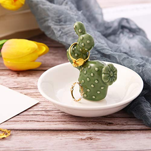 ZeenArt Cactus Ceramic Jewelry Tray Ring Holder Trinket Dish Necklace Earrings Rings Jewelry Organizer Display ZeenArt Cactus Ceramic Jewelry Tray Ring Holder Trinket Dish Necklace Earrings Rings Jewelry Organizer Display