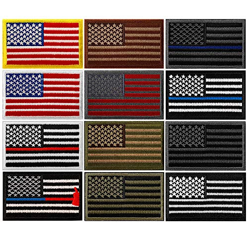 American Flag Tactical Morale Patches Military Embroidered Patch Set Sew On/Iron On Patch Applique for Repairing Holes Jackets Hats Bags Military Uniforms Clothing Decorations DIY Accessories