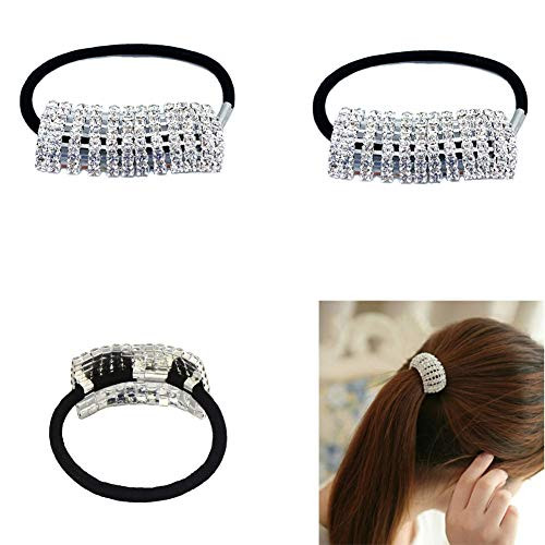 FAFAHOUSE 3pcs Elastic Hair Bands Rhinestone Crystal Hair Ropes Ponytail Holder Hair Ties Accessories for Women Girls, Fashion Elastic Rhinestone Hairtie Ponytail Holder Headband Hair Ties Accessories FAFAHOUSE 3pcs Elastic Hair Bands Rhinestone Crystal Hair Ropes Ponytail Holder Hair Ties Accessories for Women Girls, Fashion Elastic Rhinestone Hairtie Ponytail Holder Headband Hair Ties Accessories