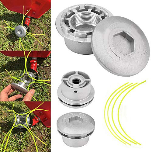 Bewinner Universal Aluminium Strimmer Head Trimmer Heads String Set Grass Brush Cutter Accessory Fit for Most Lawn Mower