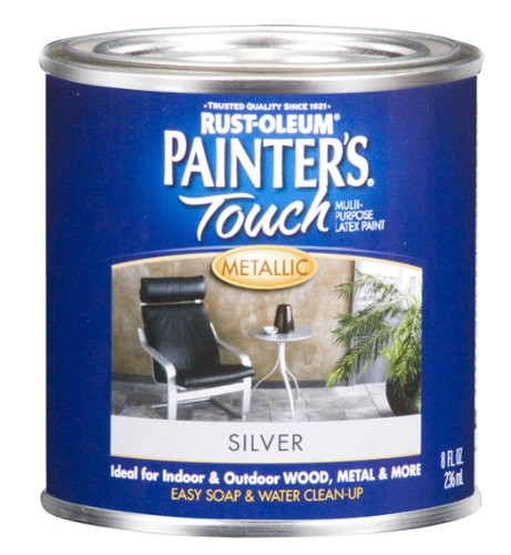 Rust-Oleum 240288 Painters Touch 1/2 Pint Latex, Satin Silver Metallic