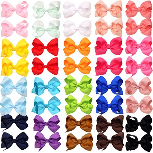 40Pieces Boutique Grosgrain Ribbon Pinwheel 3" Hair Bows Alligator Clips For Babies Toddlers Teens Gifts In Pairs 40Pieces Boutique Grosgrain Ribbon Pinwheel 3" Hair Bows Alligator Clips For Babies Toddlers Teens Gifts In Pairs