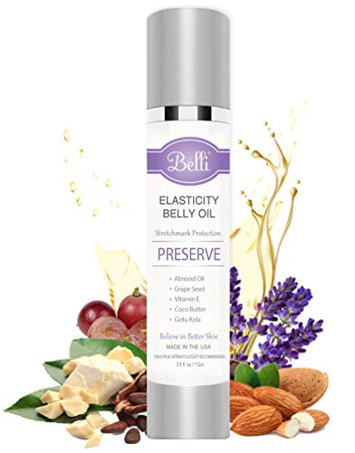 Belli Elasticity Belly Oil  Stretch Mark Protection for Smooth, Healthy Skin  OB/GYN and Dermatologist Recommended  3.8 oz.