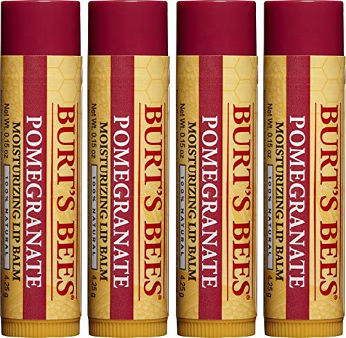 Burt's Bees 100% Natural Moisturizing Lip Balm, Pomegranate with Beeswax and Fruit Extracts - 4 Tubes