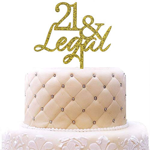 21 & Legal Acrylic Cake Topper, Happy 21st Birthday Cake Toppers, Legal AF Party Decorations, Gold Glitter 21 & Legal Acrylic Cake Topper, Happy 21st Birthday Cake Toppers, Legal AF Party Decorations, Gold Glitter