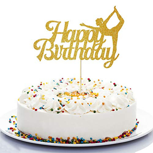 NN-BH Golden Flash Happy Birthday Cake Topper, Birthday Party Cake Decoration, Sports Theme Cake Topper (Yoga) NN-BH Golden Flash Happy Birthday Cake Topper, Birthday Party Cake Decoration, Sports Theme Cake Topper (Yoga)
