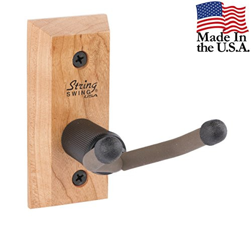 Ukulele Hanger Wooden Wall Mount Made in the USA or Mandolin Hanger - Cherry Hardwood - by String Swing CC01UK-C