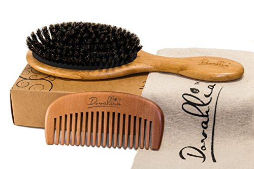 Boar Bristle Hair Brush Set for Women and Men - Designed for Thin and Normal Hair - Adds Shine and Improves Hair Texture - Wood Comb and Gift Bag Included (black) Boar Bristle Hair Brush Set for Women and Men - Designed for Thin and Normal Hair - Adds Shine and Improves Hair Texture - Wood Comb and Gift Bag Included (black)