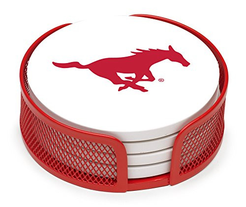 Thirstystone Stoneware Drink Coaster Set with Holder, Southern Methodist University