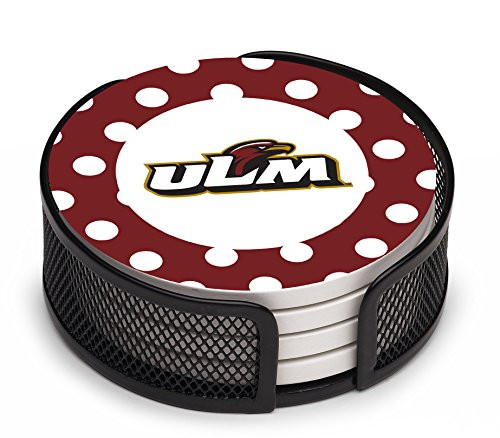 Thirstystone Stoneware Drink Coaster Set with Holder, University of Louisiana Monroe
