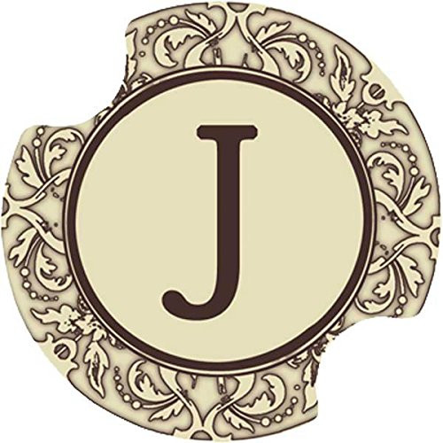 Thirstystone Monogram J Car Cup Holder Coaster, 2-Pack