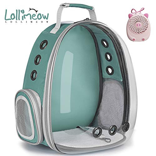 Lollimeow Pet Carrier Backpack, Bubble Backpack Carrier, Cats and Puppies,Airline-Approved, Designed for Travel, Hiking, Walking & Outdoor Use (Black-Expandable)