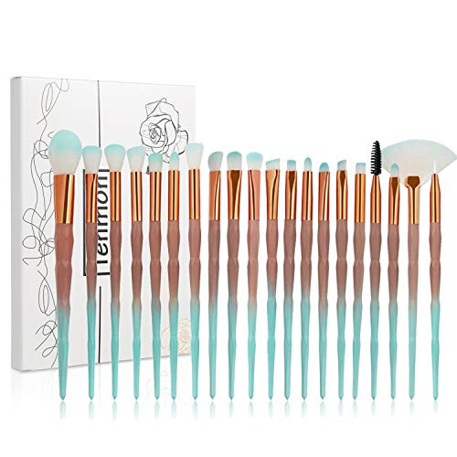 Tenmon 20Pcs Unicorn Makeup Brush Set Professional Face Eye Shadow Eyeliner Foundation Blush Lip Makeup Brushes Powder Liquid Cream Cosmetic Brush