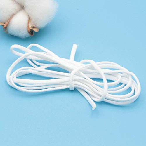 10m (10.93 Yard) White Elastic Cord Earloop for face mask - Elastic Loop Ear Rope Stretch Flat String Craft Project Bracelet String Trim for Crafting,Hanging, Mask Making