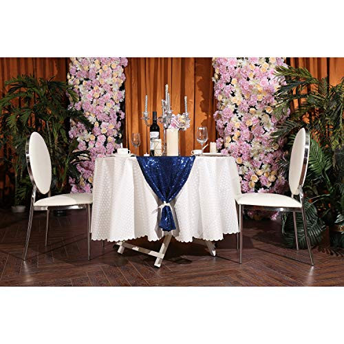 PartyDelight 14x72-Inch Rectangle Sequin Table Runner, Navy Blue