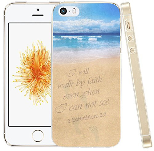 Case for iPhone 5C Case Bible Verses, Hungo Compatible Soft TPU Silicone Protector Cover Case Replacement for iPhone 5C Christian Songs Quotes 2 Corinthians 5:7