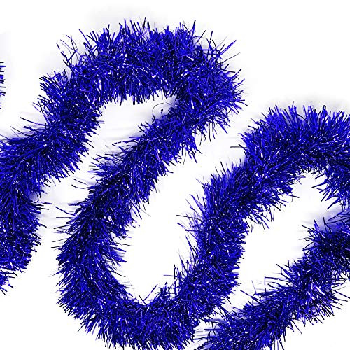 Allgala 50 Feet Christmas Foil Tinsel Garland Decoration for Holiday Tree Walll Rail Home Office Event-Blue-XG93207