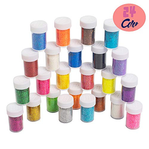 YiTai Fine Slime Glitter 16g, Multi Purpose Glitter Powder, Glitter Shake Jars for Arts, Crafts, Scrapbooking, Paints, Nail, Glitter Slime Making, Set of 24 Colors