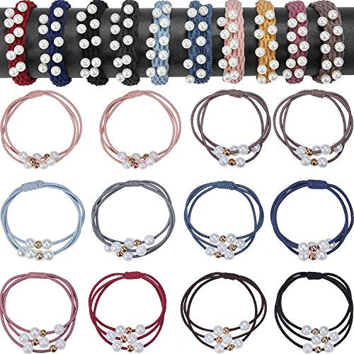 40 Pieces Pearl Hair Ties Three-in-one Hair Ring with Beads Hair Rope Hair Elastic Bracelet Pearl Hairband Strong Elastics Hair Ties Ponytail Holder Korean Hair Bands, Multicolor 40 Pieces Pearl Hair Ties Three-in-one Hair Ring with Beads Hair Rope Hair Elastic Bracelet Pearl Hairband Strong Elastics Hair Ties Ponytail Holder Korean Hair Bands, Multicolor
