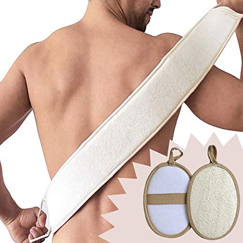 Exfoliating Loofah Back Scrubber for Shower plus 2 Loofah Sponge Pads Set for Men and Women Natural Long Loofahs Body Scrubber to Deep Clean Invigorate Your Skin Exfoliating Loofah Back Scrubber for Shower plus 2 Loofah Sponge Pads Set for Men and Women Natural Long Loofahs Body Scrubber to Deep Clean Invigorate Your Skin