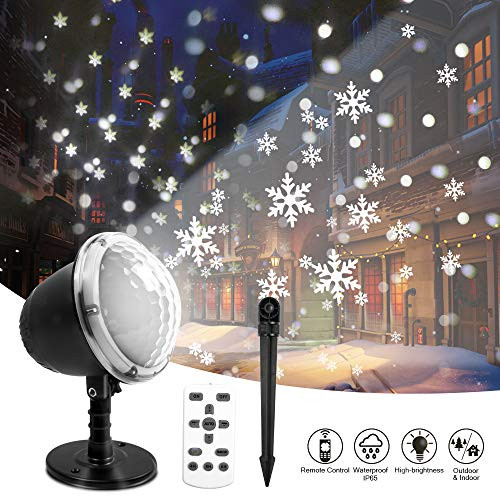Christmas Projector Lights Outdoor LED Snowflake Christmas Lights with Remote Control Snowfall with Moving Patterns Snow Falling Landscape Projection Light Indoor Outdoor Patio Garden Decoration