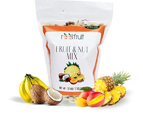 ReelFruit Non - GMO Premium Dried Tropical Fruit Mix, Cashews, Coconut, Mango Trailmix. No added Sugar Vegan Dehydrated Fruit Snacks & Made in Nature (500g - 17.50z) ReelFruit Non - GMO Premium Dried Tropical Fruit Mix, Cashews, Coconut, Mango Trailmix. No added Sugar Vegan Dehydrated Fruit Snacks & Made in Nature (500g - 17.50z)