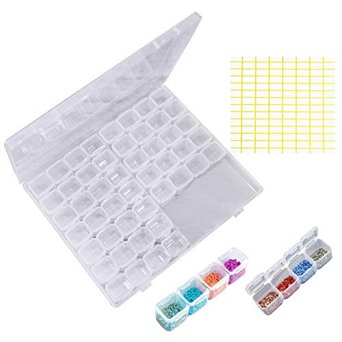 Terokota 56 Grids Diamond Painting Storage Containers Embroidery Diamond Art Painting Box Diamonds Accessories Beads Organizer Case with 112PCS Stickers Terokota 56 Grids Diamond Painting Storage Containers Embroidery Diamond Art Painting Box Diamonds Accessories Beads Organizer Case with 112PCS Stickers