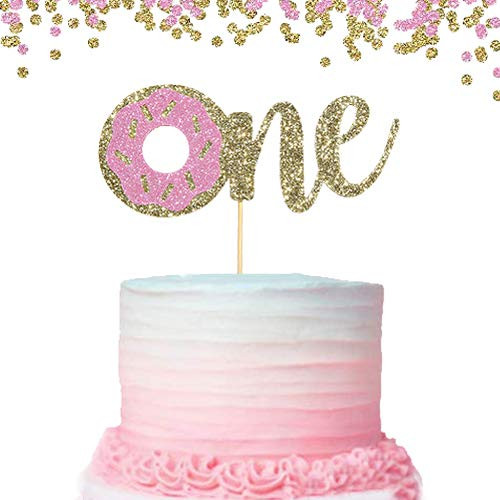 Donut Cake Topper for 1st Birthday - First Birthday Cake Decoration,Pink and Gold One Donut Cake Topper for Photo Booth Props,Best Donut Party Supplies for Kids Donut Cake Topper for 1st Birthday - First Birthday Cake Decoration,Pink and Gold One Donut Cake Topper for Photo Booth Props,Best Donut Party Supplies for Kids