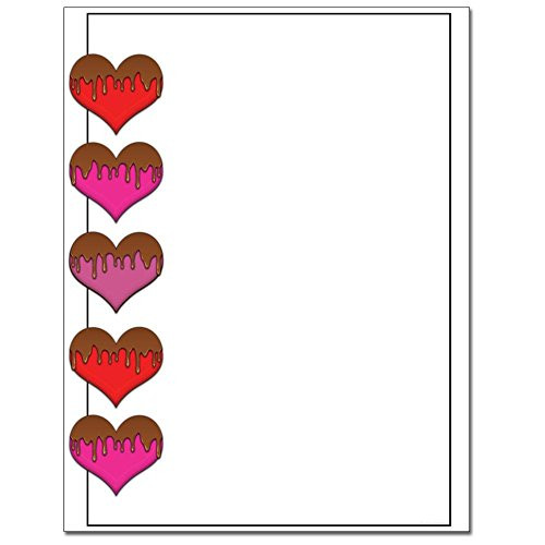 Chocolate Covered Hearts Letterhead Laser & Inkjet Printer Paper, 25 pack