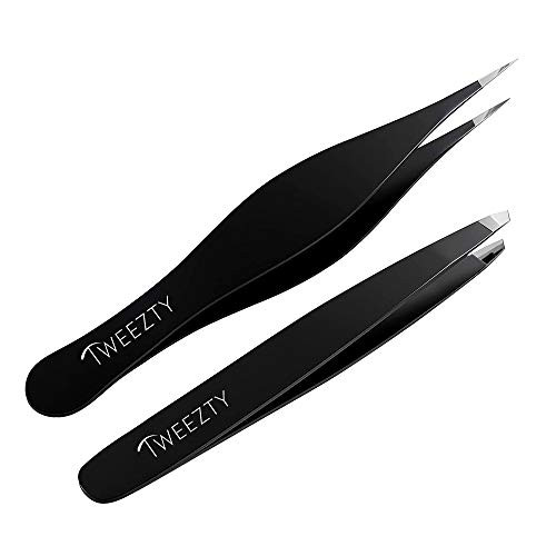 Tweezty Tweezers for Women - Eyebrow Precision Tweezer Set - Pointed and Slanted Tip