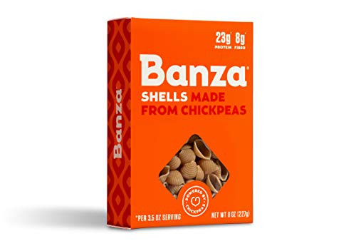 Banza Chickpea Pasta, Shells - Gluten Free Healthy Pasta, High Protein, Lower Carb and Non-GMO - (Pack of 6)