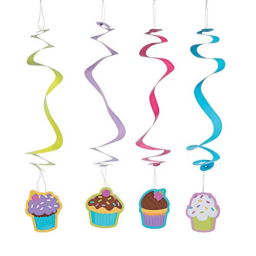 Fun Express Cupcake Party Hanging Swirls - 12 Pieces