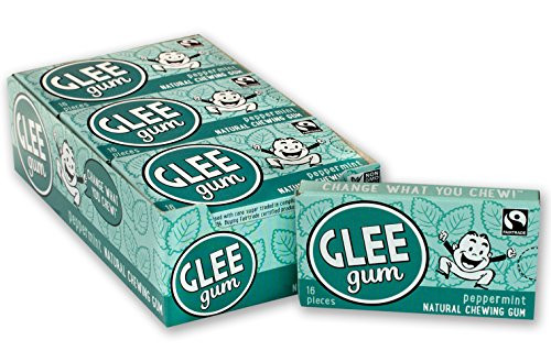 Glee Gum All Natural Peppermint Gum, Non GMO Project Verified, Eco Friendly, 16 Piece Box, Pack of 12
