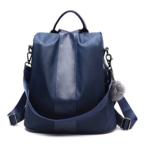 Women Backpack Purse Waterproof Nylon Anti-theft Rucksack Shoulder Bag, Blue