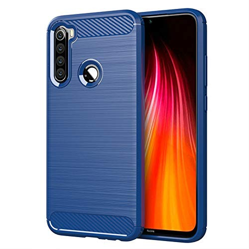 Trihey for Xiaomi Redmi Note 8 Case,Case for Xiaomi Redmi Note 8, Anti-Fingerprint Shockproof Carbon Fiber Design Flexible Soft TPU Brushed Texture Protective Case for Xiaomi Redmi Note 8 (Navy Blue)
