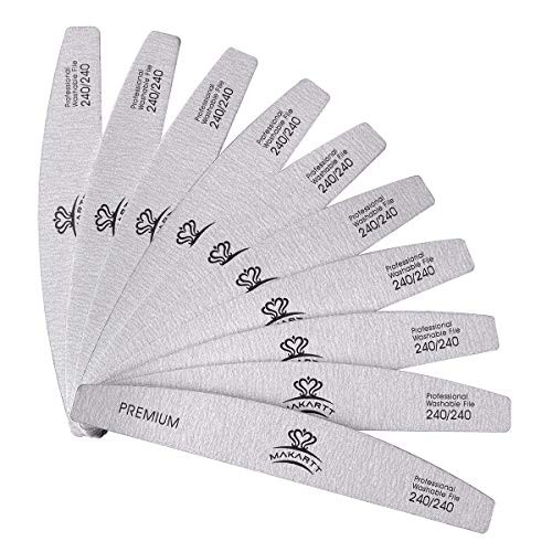 Makartt Zebra Nail Files 240 240 Grit for Poly Nail Extension Gel and Acrylic Nails Emery Boards Doubled Sides Washable 10 Nail File Manicure Tools